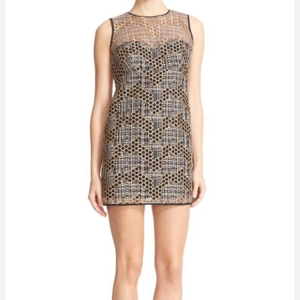 Milly Black and Gold Metallic Mini Dress